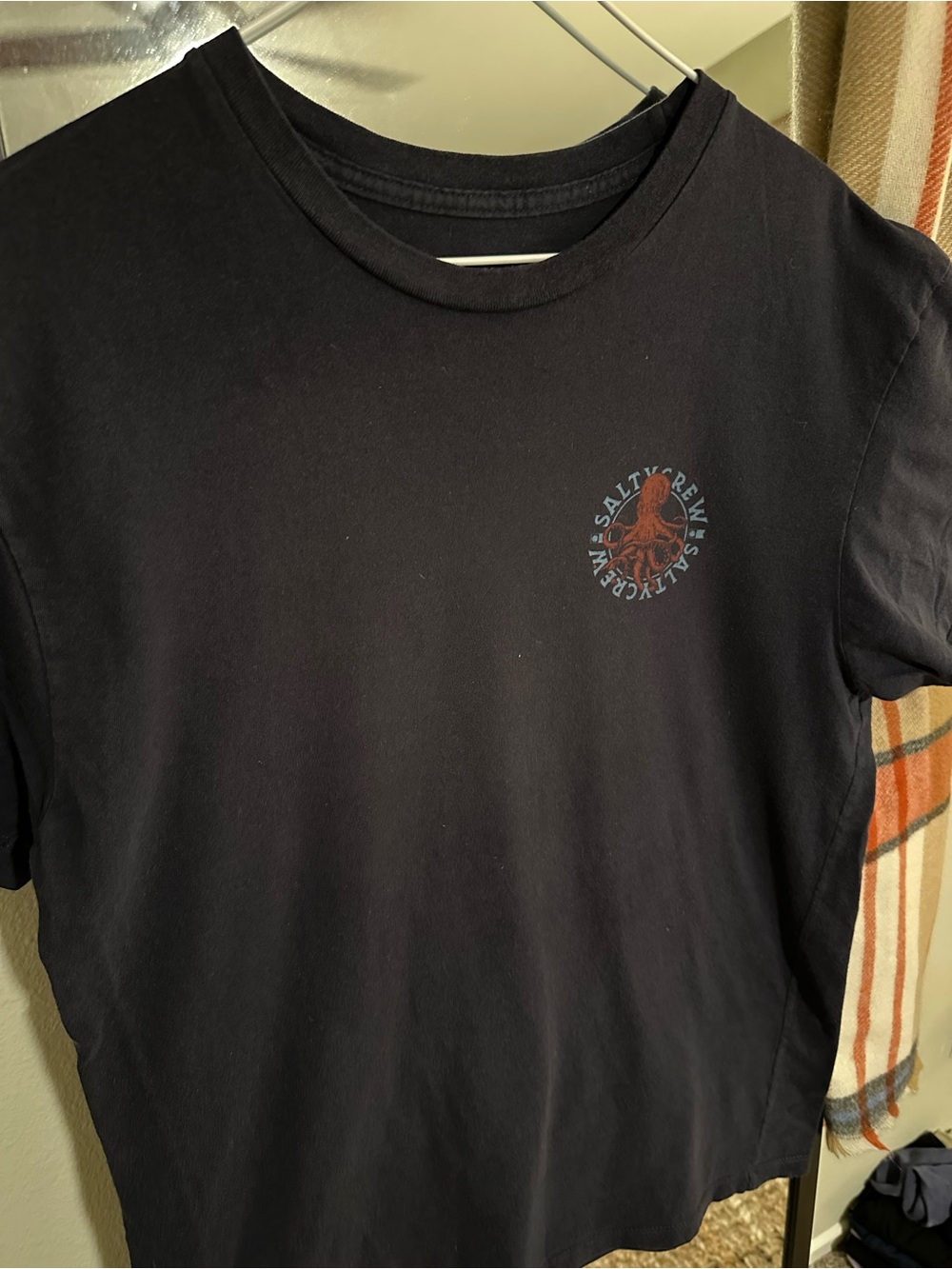 Salty Crew men’s  Black Tee with Small Octopus Chest Graphic